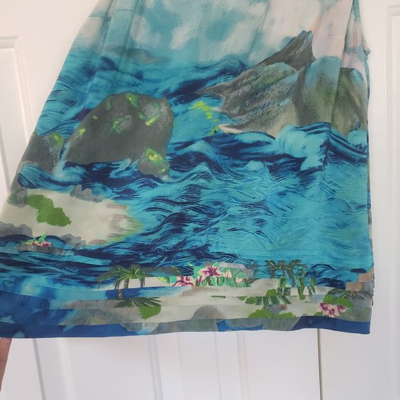 Joie 100% Silk Tropical Tank - Blue Tahitian Pattern - Sz M - Picture 5 of 11